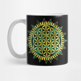 Gold Flower of life on malachite Mug